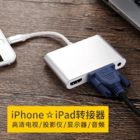 苹果iPhone转HDMI转换器iPad转vga手机接高清大屏显示器投影电视