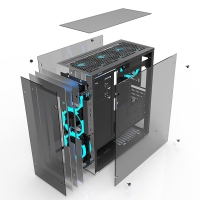 爱国者嘉仕美（Jesm） 亚特兰蒂斯 钢化玻璃 铝合金面板 水冷电脑机箱