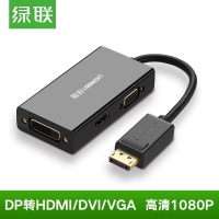 绿联20420 DP转HDMI/DVI/VGA转换器电脑线显示器连接线HDMI高...