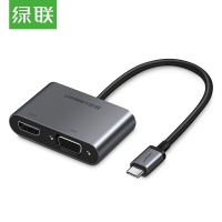 绿联 50505 Type-C扩展坞 USB-C转HDMI/VGA转换器 PD充...