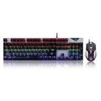 剑圣一族 牧马人套装 机械键盘套件  有线键盘+鼠标 青轴跑马灯 USB电竞游戏套装