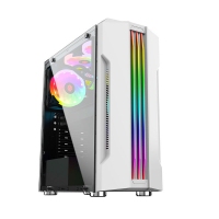玩嘉猎手（白）台式电脑机箱RGB灯条钢化玻璃侧透ATX主机箱
