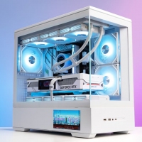 爱国者星璨 岚 白色 屏显版高清副屏MATX游戏电脑台式机箱