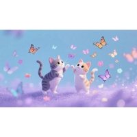 300*700*2 小猫蝴蝶 鼠标垫