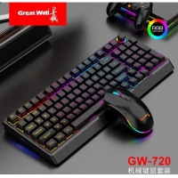 +6.9元送长城CW330无线网卡 长城GW-720 机械键盘+鼠标 套装 黑色