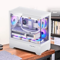 爱国者W60 白色 海景房机箱MATX全景360水冷机箱