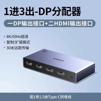 绿联55490 一DP两HDMI分配器8K